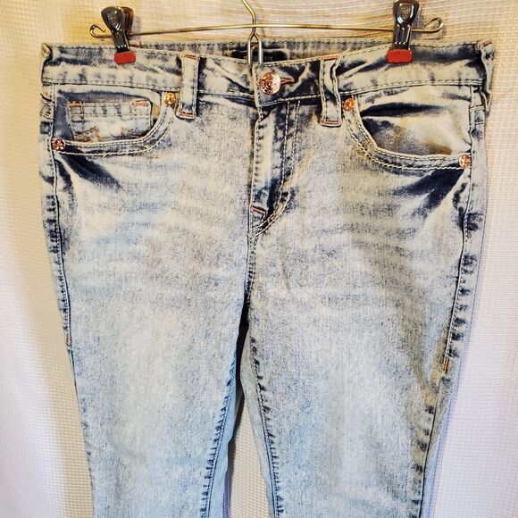 TRUE RELIGION Jennie Curvy Mid Rise Skinny Jeans Women’s Size 30 Acid Light Wash - Picture 3 of 14